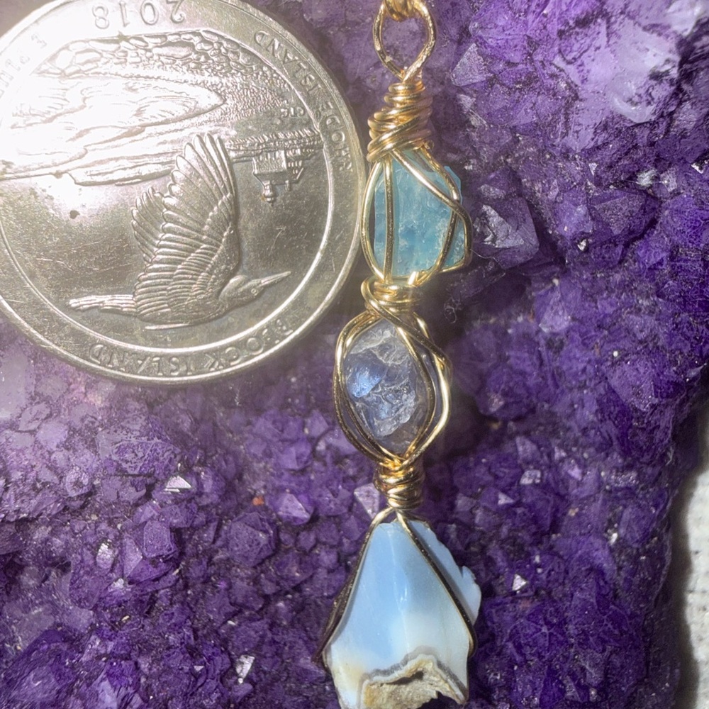 Tanzanite, Blue Apatite, & Peruvian Blue Opal Pendant